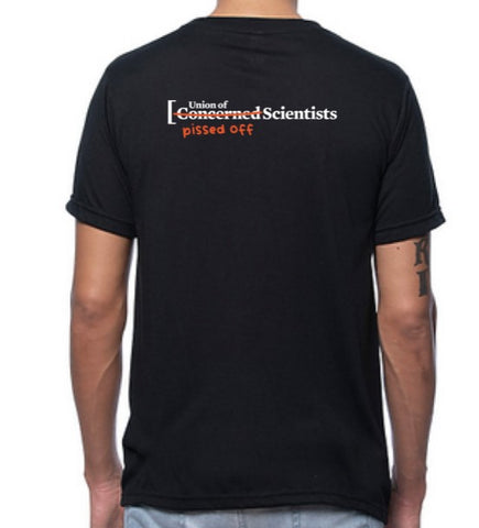 Evidence Based Outrage T-shirt w/ "Pissed Off" Scientists Back (Medium and Large)